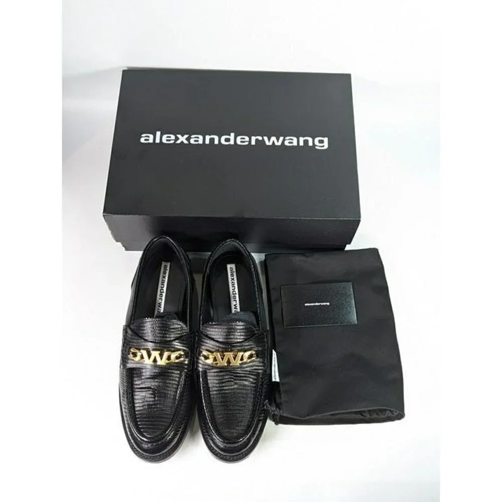 Alexander Wang Women's Carter Black Embossed Loafers Size 38.5 (MSRP $595) - Picture 11 of 12